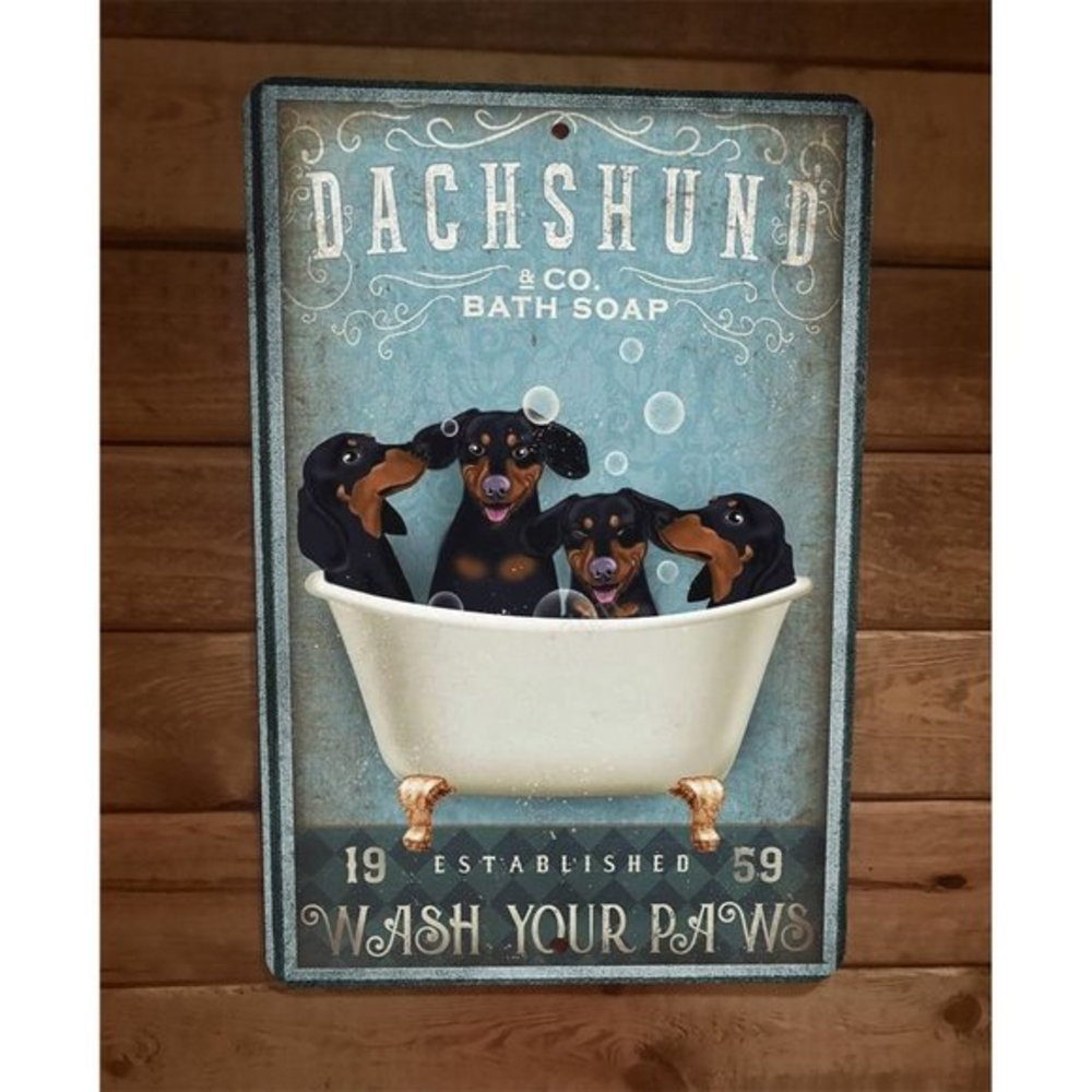 Dachshund Bath Soap 8x12 Metal Wall Sign Animal Poster‎ #8